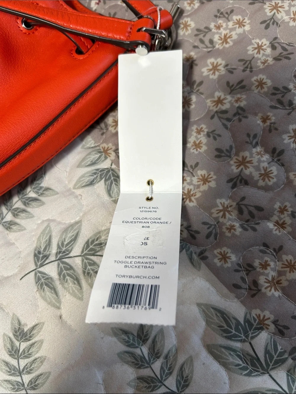 Tory Burch Orange Leather Drawstring Shoulder Bag